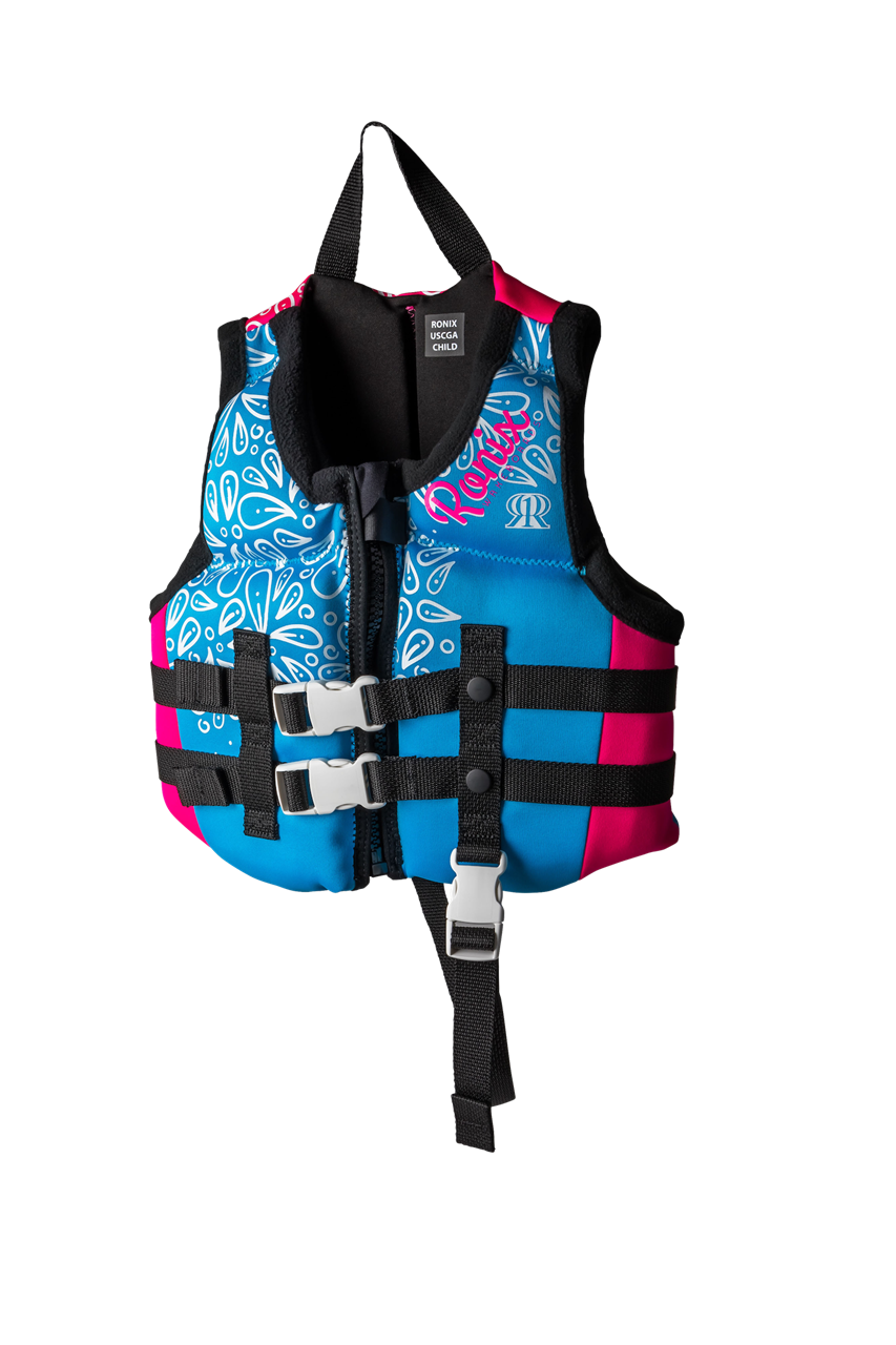 August - Girl's CGA Life Vest - Sky Blue / Pink / White - Child (30-50lbs)
